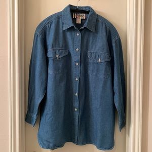 Forenza Vintage 80s Long Sleeved Button Down Denim Shirt